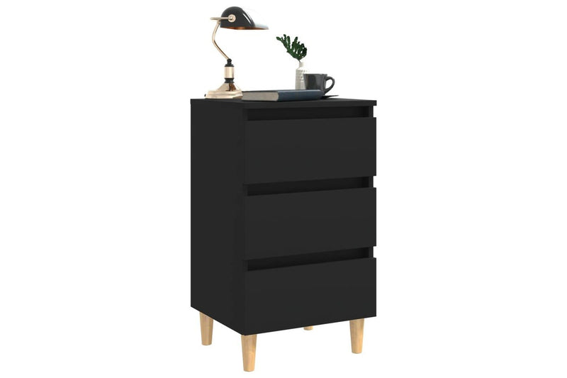 Bed Cabinets With Solid Wood Legs 2 Pcs Black 40X35x69 Cm Bedside Tables
