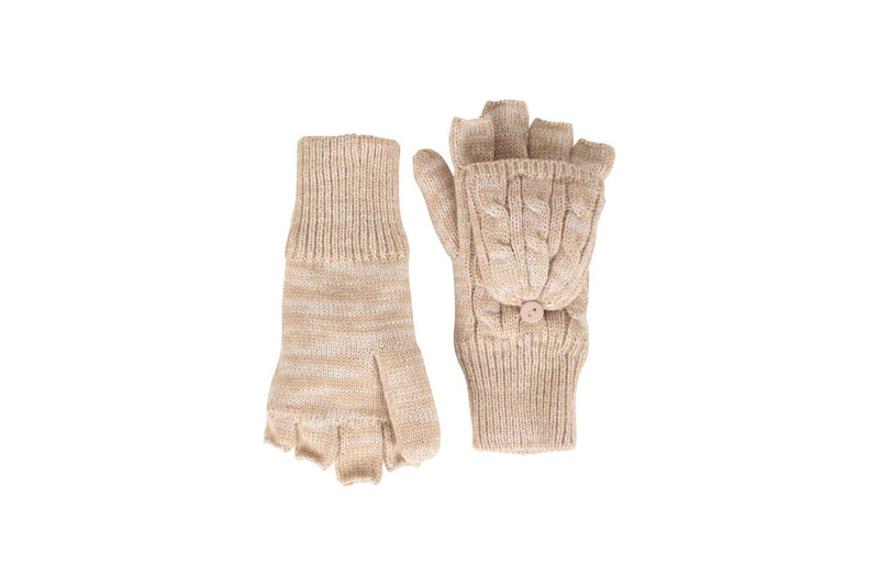 Mountain Warehouse Womens/Ladies Faux Fur Lined Fingerless Gloves (Beige) (One Size)