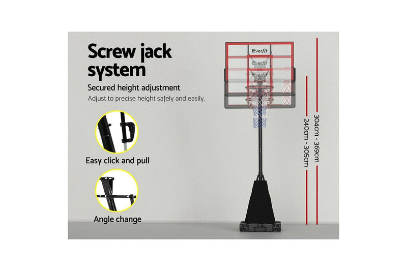 Everfit 3.05M Basketball Hoop Stand System Adjustable Height Portable Red Pro