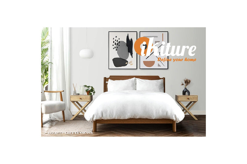 Oikiture Bedside Table Drawer Wooden Side End Table