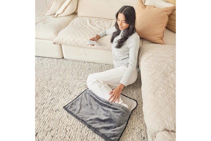 Homedics Indoor Soft Heated Winter Foot Warming Pouch Relaxing Comfort Set Grey