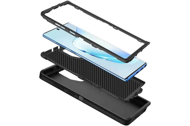 For Samsung Galaxy Note 10+ /Note 10 Plus Case, Drop Resistant Defender Tradies Heavy Duty Rugged Shockproof Cover (Black)