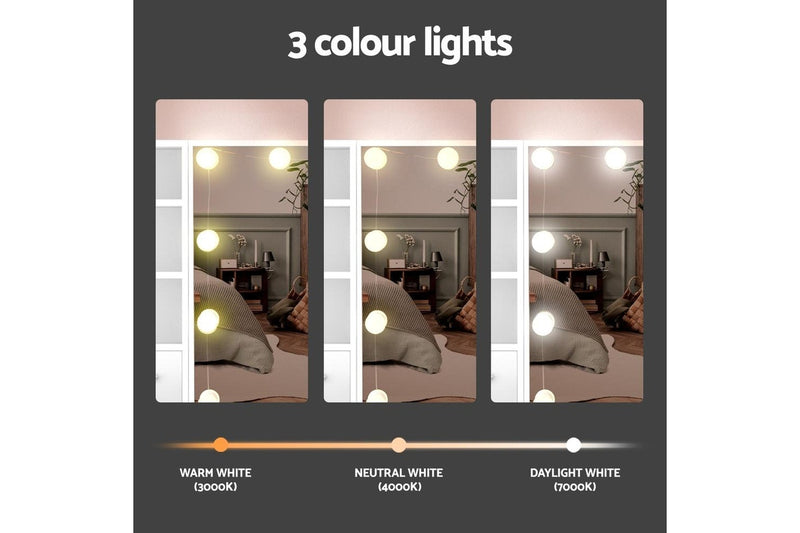 Artiss Dressing Table Set Stool 10 Led Bulbs White Dylan