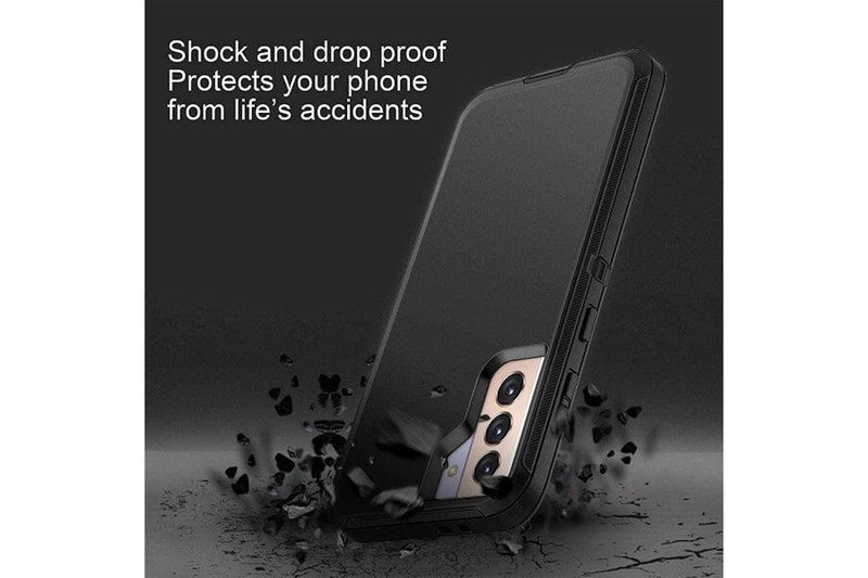 For Samsung Galaxy S22+ /S22 Plus Case Drop Resistant Defender Tradies Heavy Duty Rugged Shockproof Tough Cover (Black)