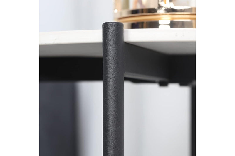 Marble Side Table Black 2 Tier Round Shape