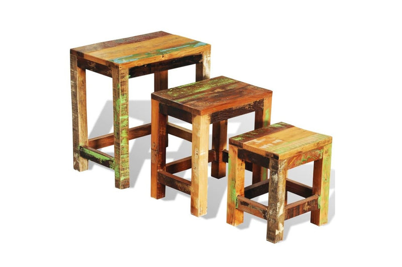Nesting Table Set 3 Pieces Vintage Reclaimed Wood vidaXL