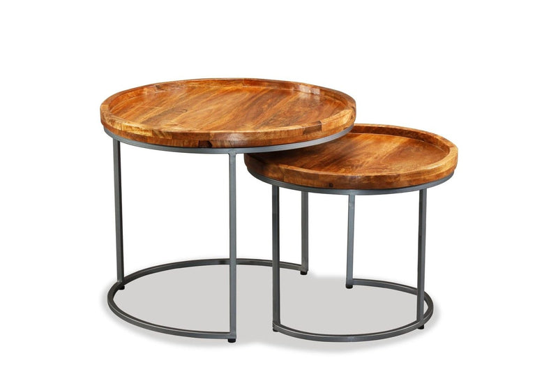 Side Table Set 2 Pieces Solid Mango Wood vidaXL