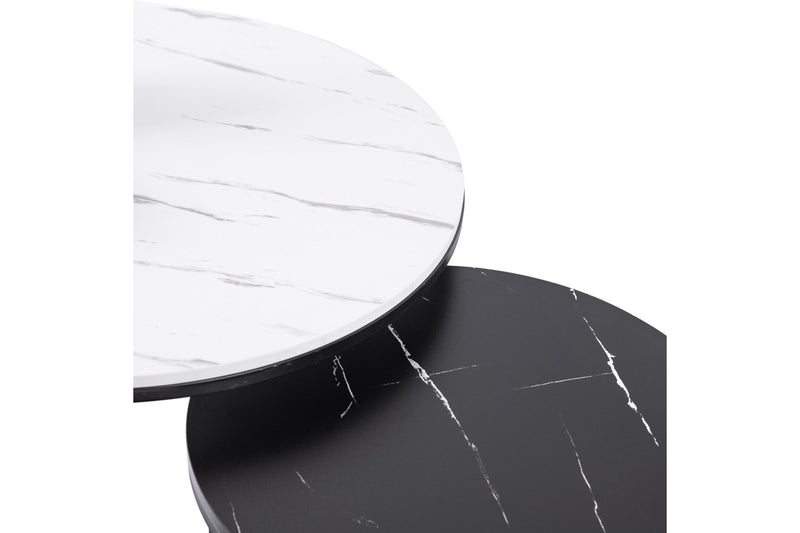 Set of 2 Coffee Table Round Marble Nesting Side End Table Furniture