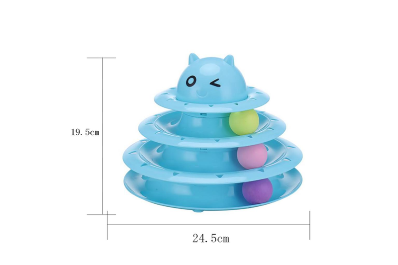 Interactive Cat Toy 3 Layer Circle Track With Moving Balls Turntable And Feather Intellectual Sports Cat Toys