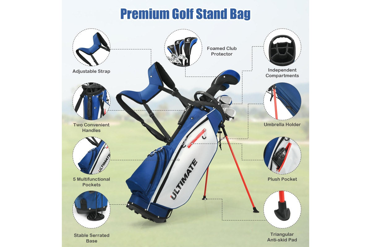 Costway Complete Men Golf Clubs Set Starters w/Stand Bag 10 Pieces Alloy/Graphite Drive, Right Hand