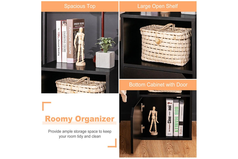 Giantex Set of 2 Nightstand Modern Bed Side Table,Black