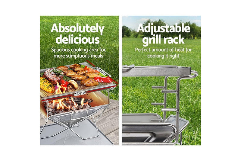 Grillz Fire Pit BBQ Grill with Carry Bag Camping