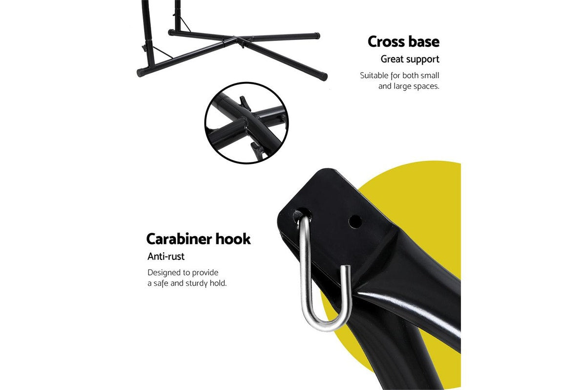 Hammock Chair with Steel Stand Hanging Hammock with Pillow Grey