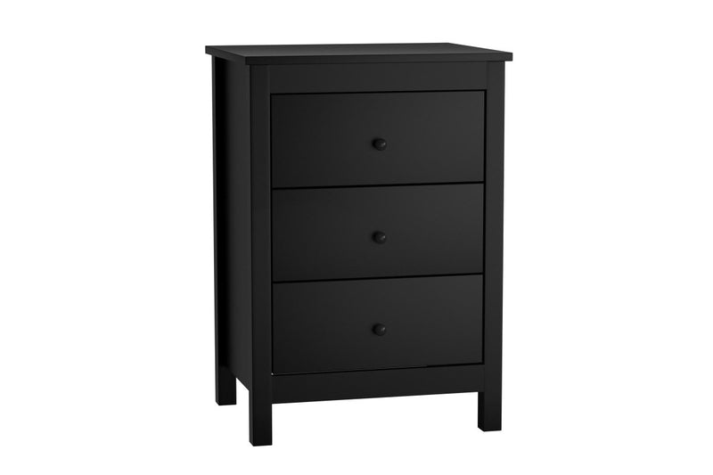 Oikiture Bedside Table Side Table 3 Drawers Black