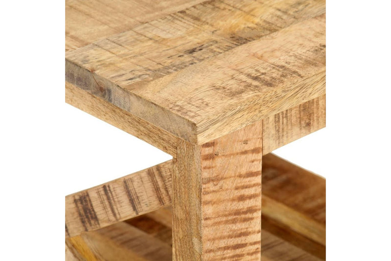 Side Table with Wheels 40x40x42 cm Rough Mango Wood vidaXL