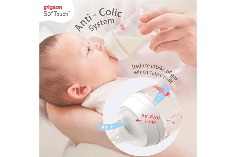 2pc Pigeon SofTouch Anti-Colic Baby Newborn Feeding Milk Bottle PPSU 160ml 0m+