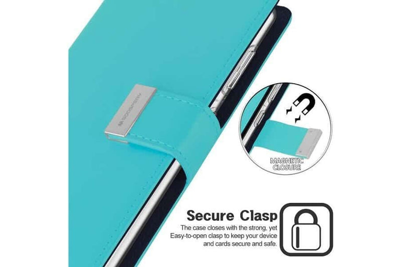 Goospery Samsung Galaxy S22 +/ S22 Plus Rich Diary Wallet Flip Case Leather Card Slots Magnetic Cover (Aqua)