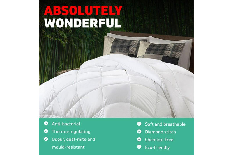 Microfiber Bedding Bamboo Microfibre Quilt Winter Doona Duvet 800GSM Queen White
