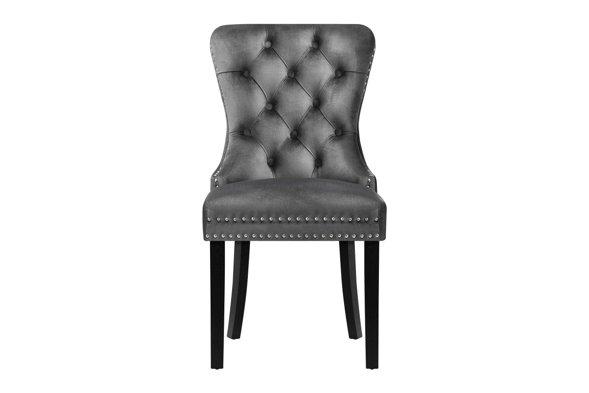 Oikiture 6x Velvet Dining Chairs Upholstered French Provincial Tufted Grey