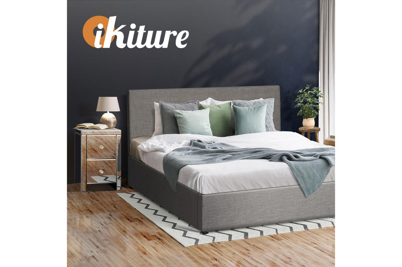 Oikiture Bedside Table Mirrored Glass Nightstand Silver