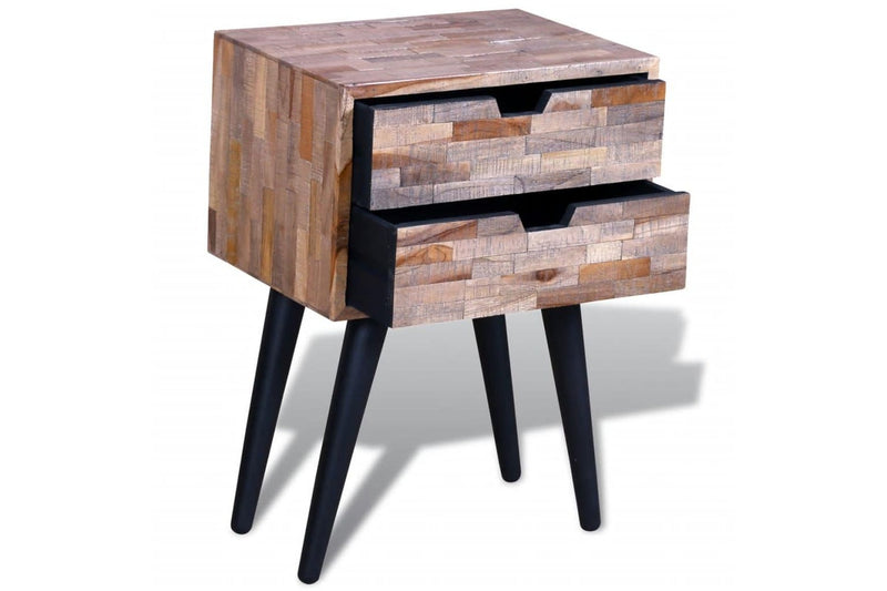 Nightstand With 2 Drawers Reclaimed Teak Wood Bedside Tables