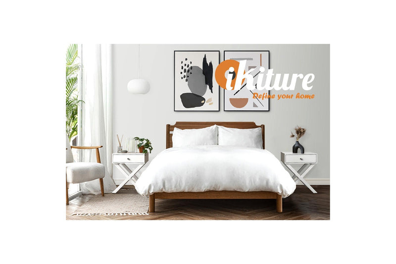 Oikiture 2PCS Bedside Table Drawer Side Table White Storage Cabinet