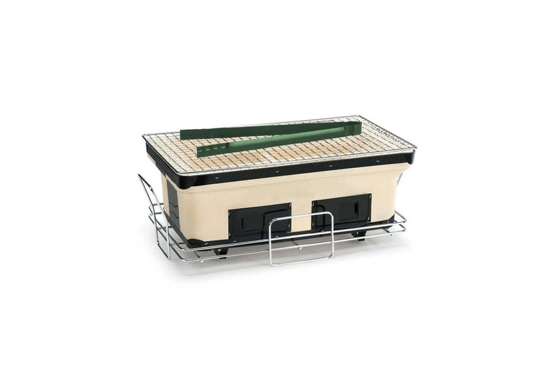 Portable Hibachi Tabletop Grill Dual Charcoal BBQ Chambers