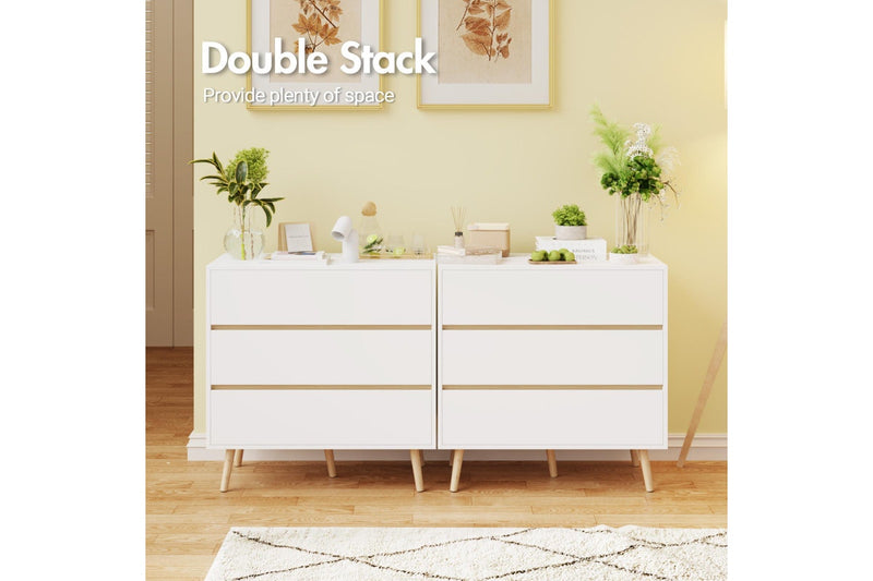 Advwin 3 Chest Of Drawers Lowboy Dresser Wooden Storage Cabinet White