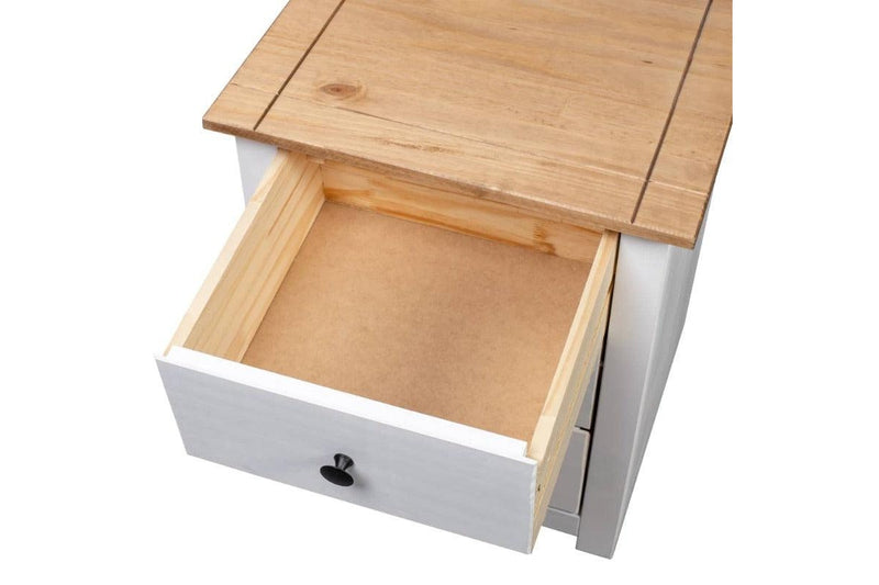 Bedside Cabinet White 46X40x57 Cm Pinewood Panama Range Bedside Tables