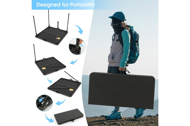 Costway Folding Camping Table Outdoor Portable Desk w/Carry Handle Picnic Hiking Fishing BBQ Grey
