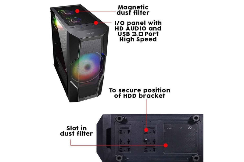 Armaggeddon PC Case Aero VII Tempered Glass Panel ATX Gaming Glass Side Panel