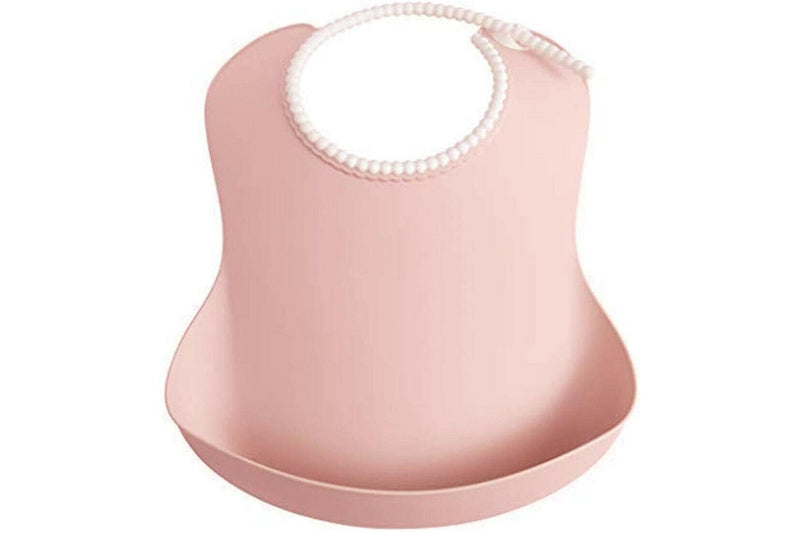 Ozstock Bib With Food Catcher Reusable 1pk 25cm x 21cm 6mths+ Pink Blue
