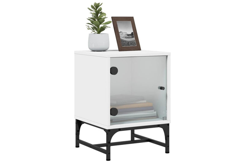 Bedside Cabinets with Glass Doors 2 pcs White 35x37x50 cm vidaXL