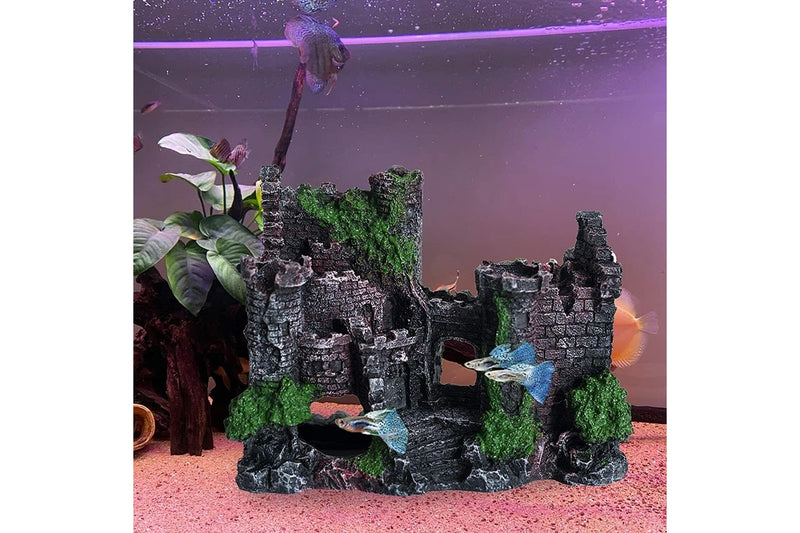 Costcom Aquarium Fish Tank Ancient Castle Tower Hide Cave Resin Building Rock Decoration