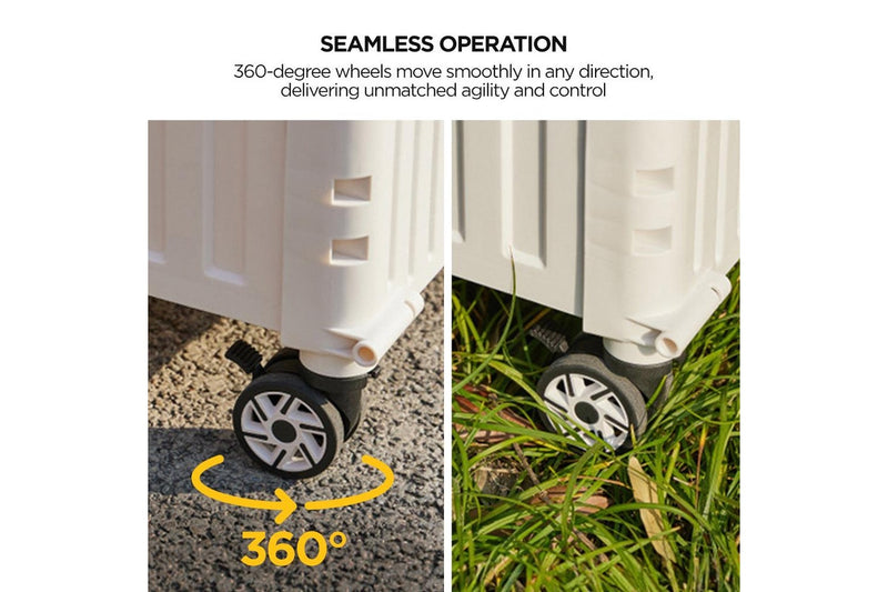 Viviendo Folding Shopping Trolley Portable Grocery Cart Rolling Wheel with Sliding Cover - White