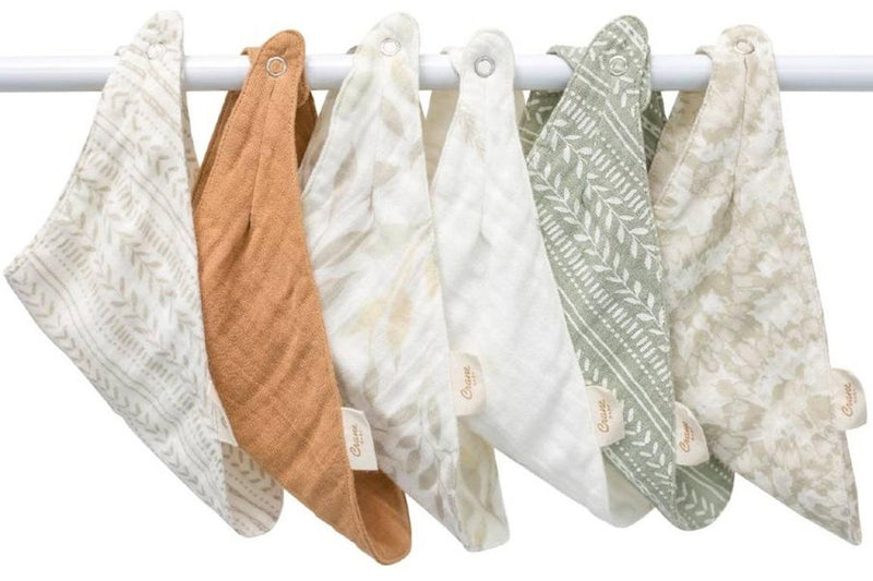 Crane Baby: Muslin Bib Set - Willow Prints + Solid (3 Pack)