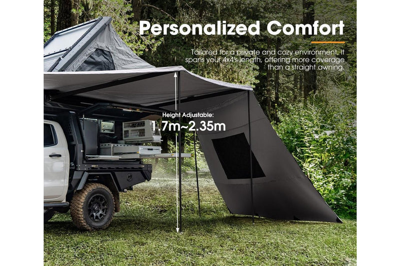 San Hima 180 Degree Awning With Side Wall Free-Standing Car Camping Sunshade