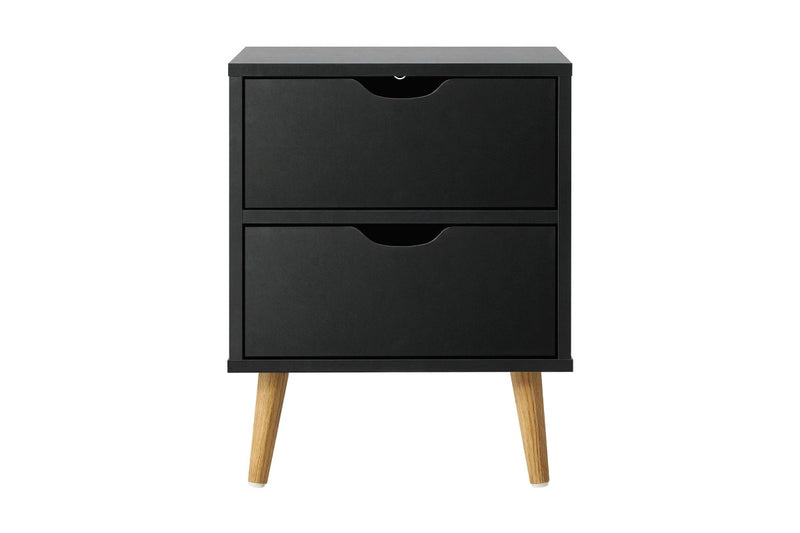 Oikiture 2 X Bedside Tables Side Table Bedroom Furniture Black
