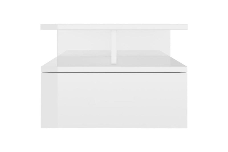 Floating Nightstand High Gloss White 40X31x27 Cm Engineered Wood Bedside Tables