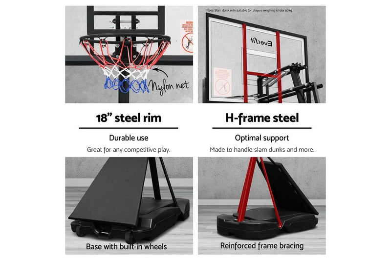 Everfit 3.05M Basketball Hoop Stand System Adjustable Height Portable Black Pro