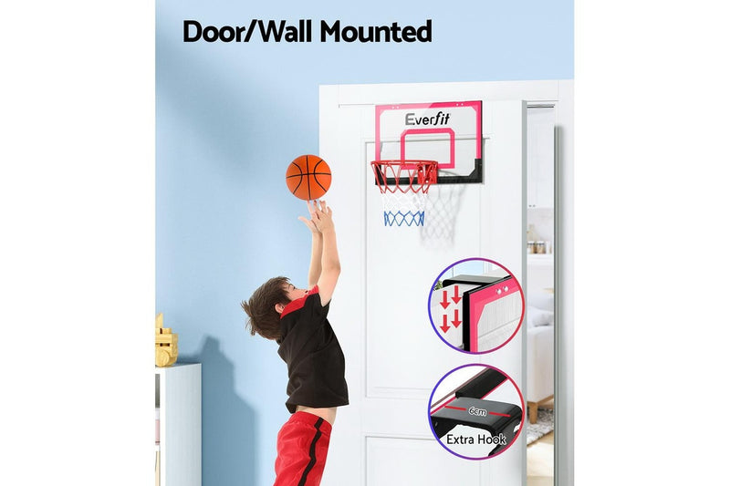 Everfit 23" Mini Basketball Hoop Backboard Door Wall Mounted Sports Kids Red
