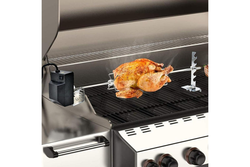 Automatic BBQ Rotisserie Kit Electric Stanless Steel Roast Spit Set Adjustable with Motor AU Plug for Grilling Hot Dog Chicken Steak