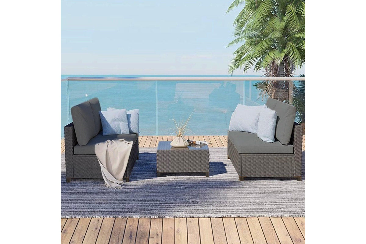 6pc Lounge Set Outdoor Furniture Rattan Wicker Chair Sofa Table Garden Patio