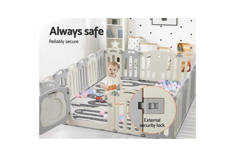 Keezi Baby Playpen 20 Panels Foldable Toddler Fence Safety Play Activity Centre