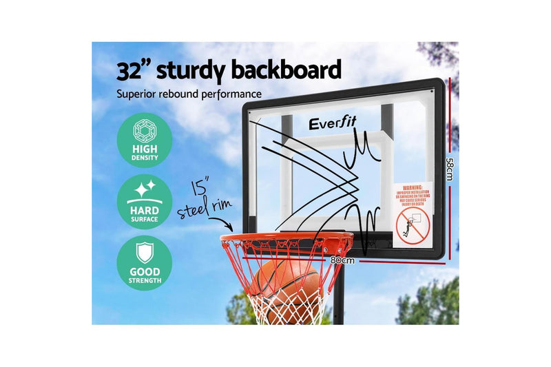 Everfit 2.1M Basketball Hoop Stand System Adjustable Portable Pro Kids Clear
