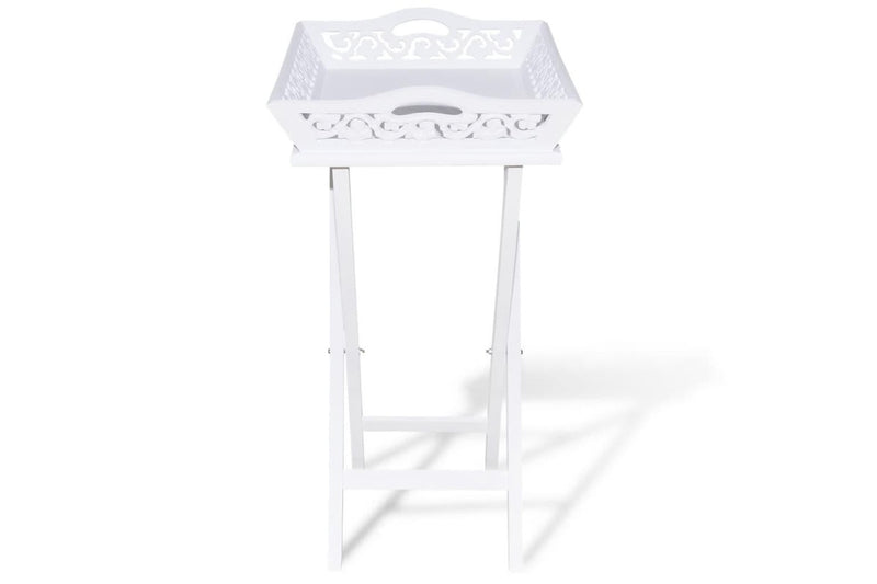 Side Table with Tray White vidaXL