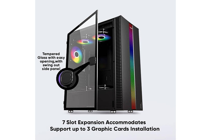 Armaggeddon Gaming PC Case TESSARAXX Apex 7 RGB Strip Tempered Glass ATX Black