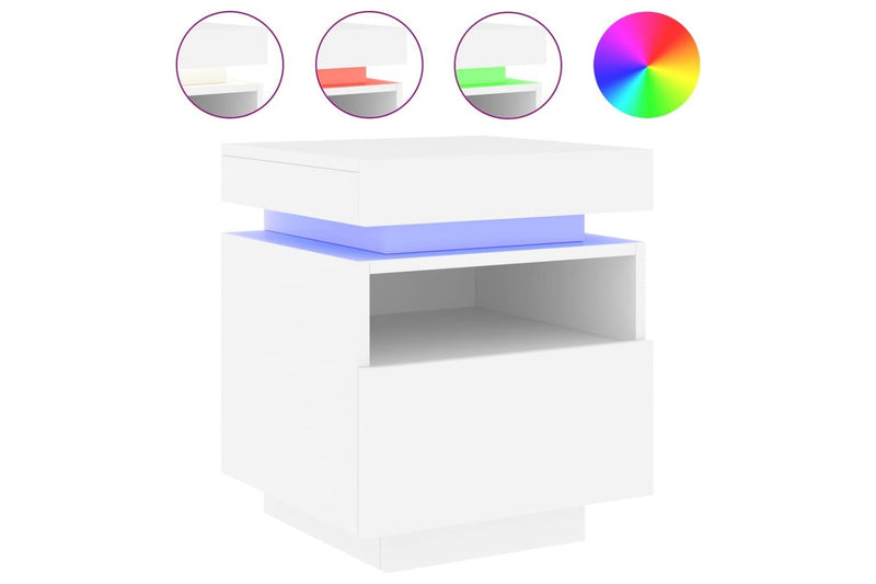 Bedside Cabinets With Led Lights 2 Pcs White 40X39x48.5 Cm Bedside Tables