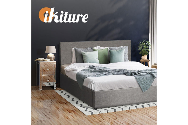 Oikiture Bedside Table Mirrored Storage Cabinet