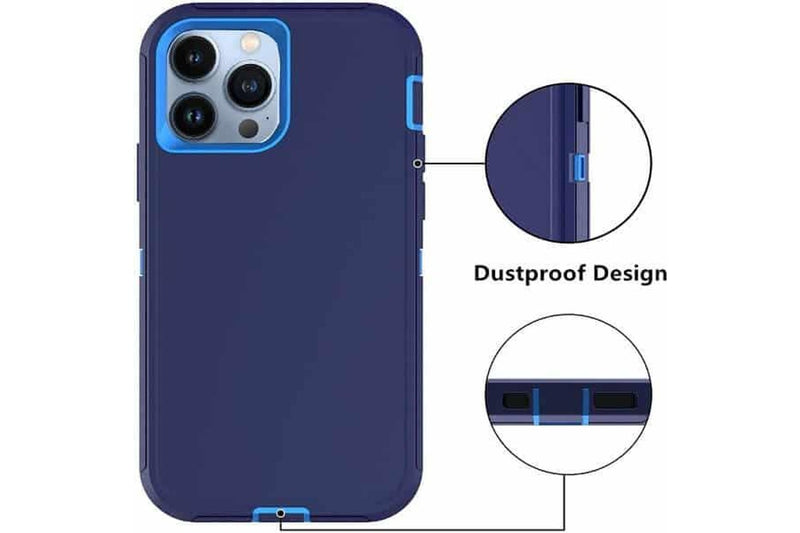 For Apple iPhone 13 Pro Max Case Drop Resistant Defender Tradies Heavy Duty Rugged Shockproof Tough Cover (Navy Blue /Blue)